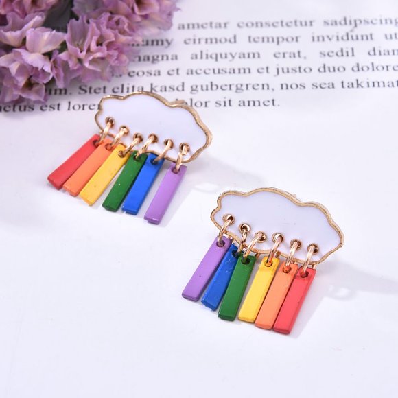 Rainbow Cloud Dangle Earrings - Picture 6 of 9